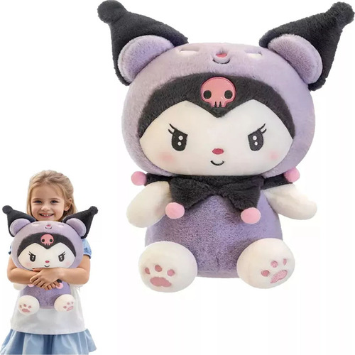 Peluche De Kuromi Disfrazada Color Morado De 42 Cm