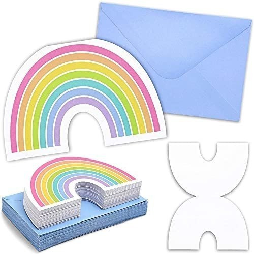 Tarjetas De Invitacion De Arcoiris Con Sobres Paquete De 36