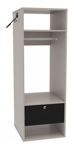 Armário Multiuso Nepal 1 Gaveta Cinza Ff/preto Ff