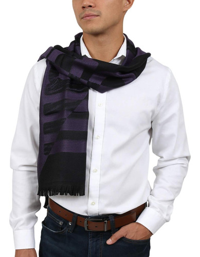 Roberto Cavalli Eszpurple Wool Blend Mens Bufanda Para Hombr