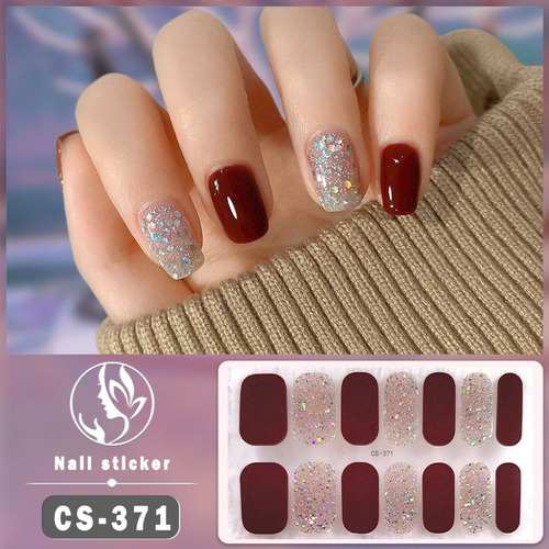 Pegatinas De Gel Para Uñas Con Purpurina De 14 Puntas