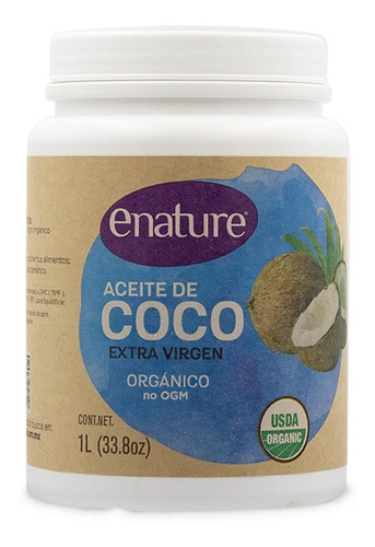 Imagen 1 de 2 de Aceite De Coco Orgánico Virgen Enature 1 L