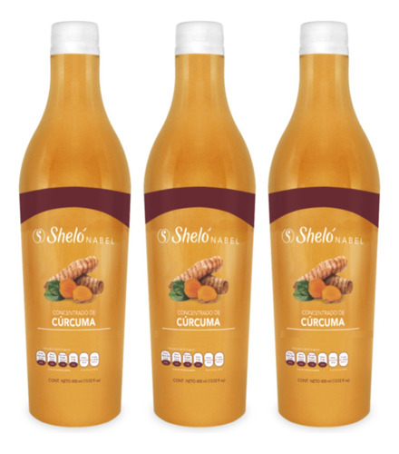 Curcuma Concentrado Con Pulpa De Fruta, 400 Ml Shelo Nabel. 