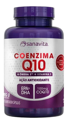 Coenzima Q10 + Omega 3 + Vit E - Sanavita - 60 Caps