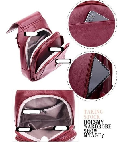 Imagen 7 de 8 de Mochila Dama Eco Cuero Bolso De Mujer Importado Cod: 1199