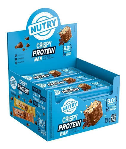 Barra Proteína Crispy Proteinbar Nutry Cookies & Cream C/12