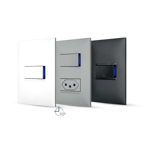 Imagem 3 de 4 de 3 Interruptores Simples 4x2 Cinza Pial Plus +