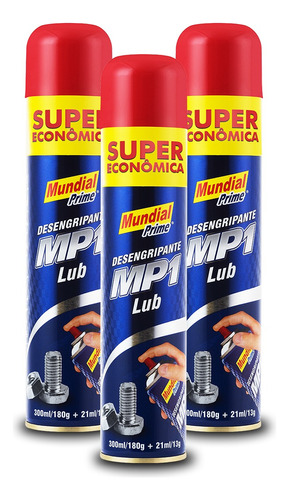 3x Desengripante Mp1 Lub 321ml Mundial Prime Anti Ferrugem