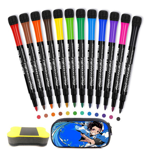 Erasable Whiteboard Markers, Fine Point With Eraser Cap