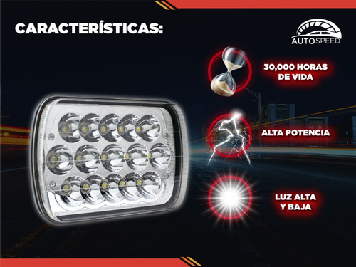 Par Unidad Faro Led 5x7 6054 Alta Y Baja H4 45w Barra