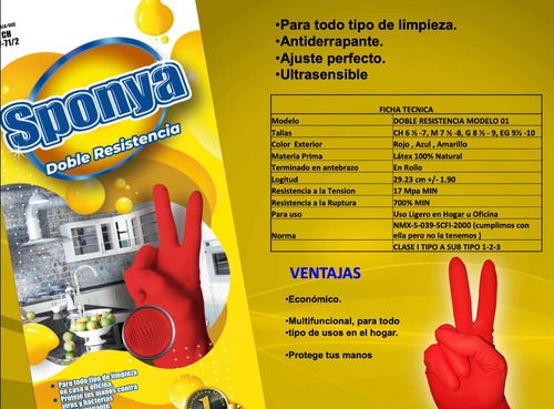 Guante Limpieza Sponya Rojo Mediano Caja 120 Pares