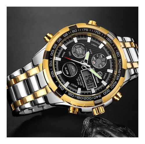 Relojes Led De Acero Inoxidable Goldenhour Man Calendar