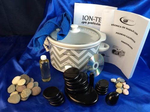 Imagen 1 de 7 de Kit De Piedras Calientes De Obsidiana Super Completo Spa Tec