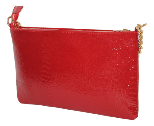 Cartera Mujer Muñequera Piel Charol Cadena Dorada Dama