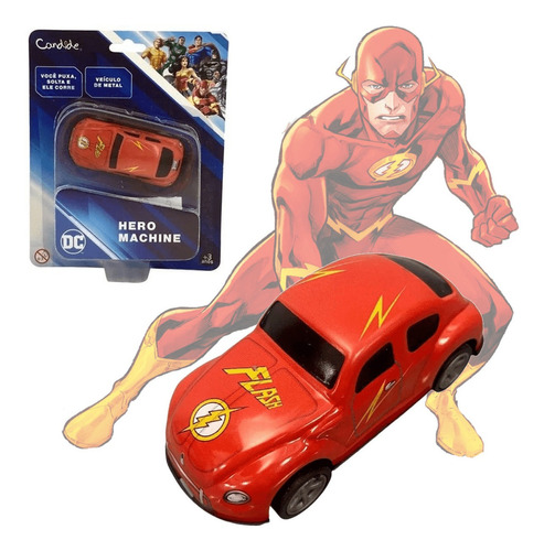 Mini Carrinho The Flash Liga Da Justiça Com Fricção Pullback Cor Vermelho