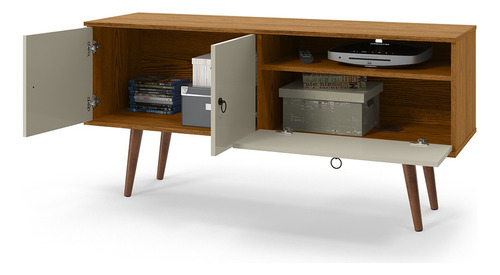 Rack Retrô Porta Basculante Tv 55 Polegadas Decoração Sala