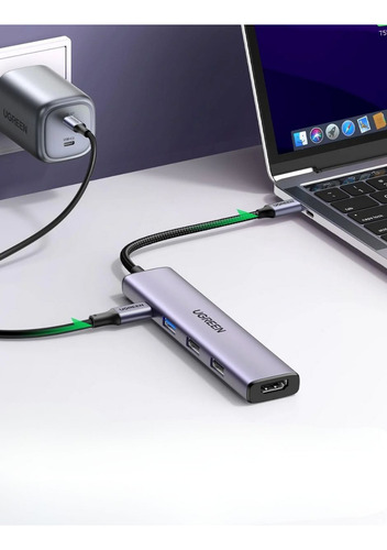 Adaptador Ugreen 5 En 1 Usb C Hub 4k Hdmi Usb Hub 100w