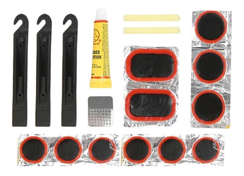 Imagem 1 de 6 de Kit Reparo Remendo Para Câmaras Bike Com Espátulas Cola