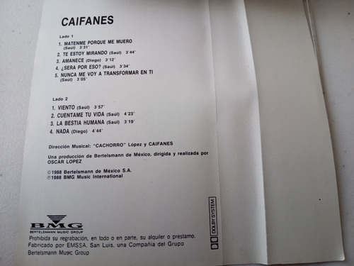 Caifanes · Caifanes - Cassette Imp Arg Exc Estado / Raro! (Usado)