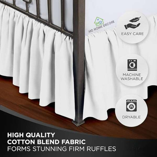Faldón De Cama Queen Size Con Volantes - Faldón De Polvo