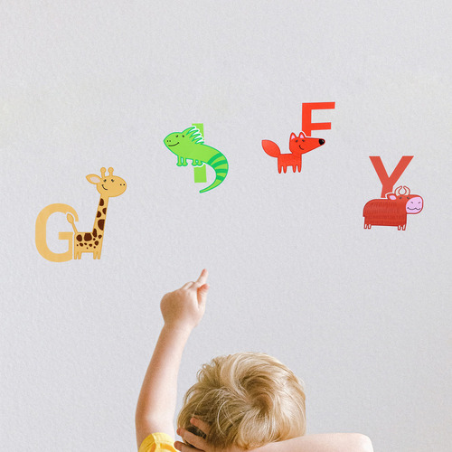 Pegatinas De Pared Acuarela Animal Alphabet Abc Para Niños,