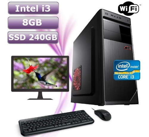 Computador Intel I3 2100 8gb Ssd 240gb Wifi Kit Monitor 17