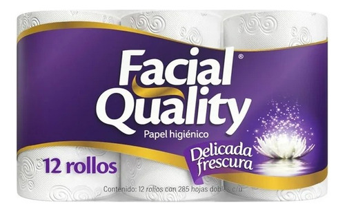 3 Pza Papel Higiénico Facial Quality 12 Rollos Con 285 Hojas
