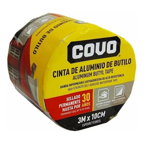 Cinta Butilo Autoadhesiva Aluminizada P/techos,fugas 3mts