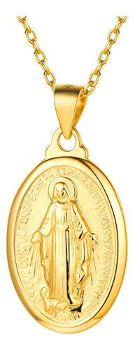 Collar Virgen María Para Mujer, Plata 925, Medalla Cristiana