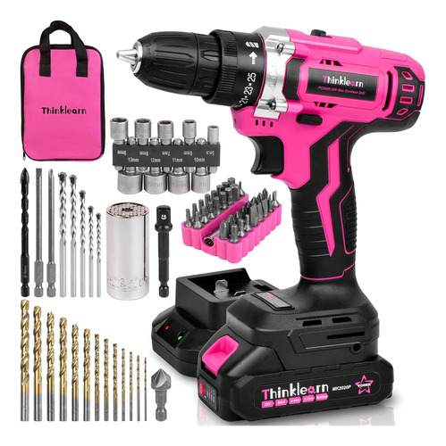 Pink Cordless Drill Set, 20v Lithiumion Drill Set For W...
