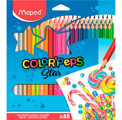 Lápis De Cor Grande Com 48 Cores Color Peps Star Maped