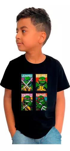 Camiseta Infantil Filme Tartarugas Ninja Leonardo Desenho