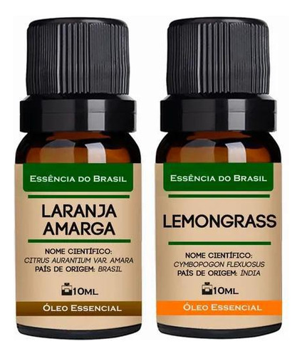 Kit 2 Óleos Essenciais 10ml - Laranja Amarga + Lemongrass