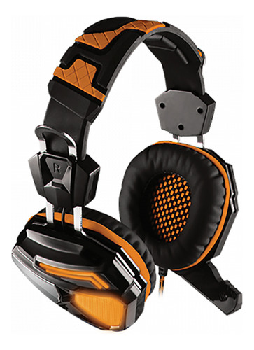 Auriculares Gamer Copperhead Marca Level Up Luz Led Negro Y Naranja
