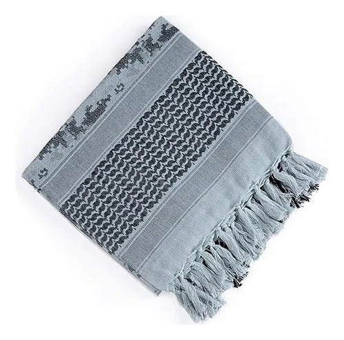 Pañuelo Shemagh Táctico Militar Algodón Premium Con Flecos Gris Celeste Medio Oriente Universal