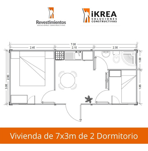 Imagen 5 de 10 de Módulo, Contenedor Prefabricado, Vivienda Tamaño 7x3m