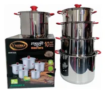 Comprar Ollas Grandes Valeska Stockpo Acero Quirúrgico 10 Pcs C\u002Frojo