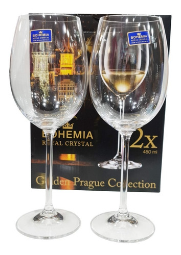 Copa Copon Bohemia De Cristal Para Vino Agua 450ml X2 Uni