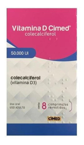 Vitamina D3 50.000 Ui Com 8 Comprimidos Colecalciferol