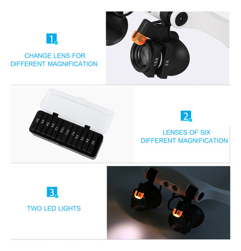 Lupa Con Diadema Con Luces Led Y MĂșltiples