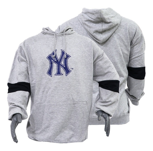 Sudadera Hoodie Beisbol New York Majestic Gris 4xl Original 