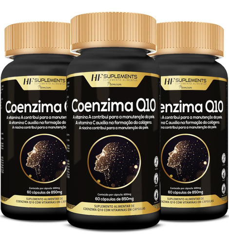 3x Coenzima Q10 Vitamin Complex 850mg 60caps Hf Suplements