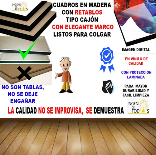 Cuadros Decorativos Con Marco, Livianos Durables, Económico