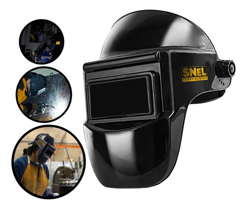 Kit Capacete De Solda Com 3 Esquadros Magnéticos 12kg Snel Cor Preto