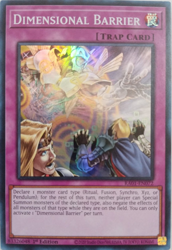 Yu-gi-oh! Dimensional Barrier Ra01-en072 1st Edi Super Rara