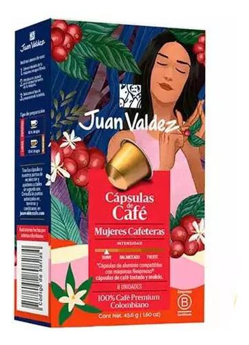Café Juan Valdez Mujeres Cafeteras 44,8g (8 Cápsulas) Huila
