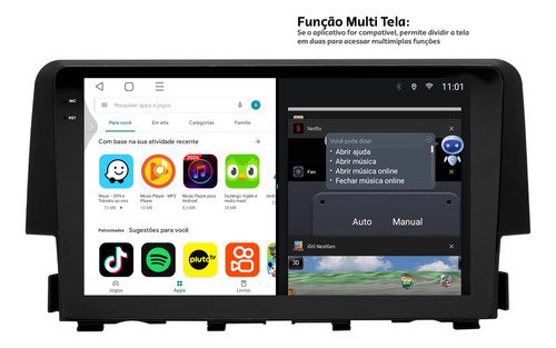 Multimidia Civic G10 17/21 9p Android 14 4/64gb 4g Cam 360°