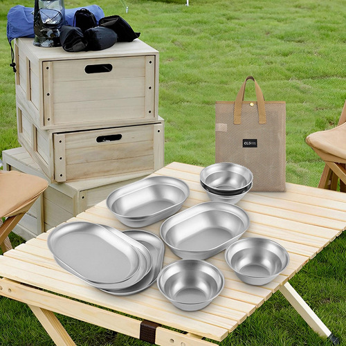 Juego De Platos Y Tazones De Acero Inoxidable, Utensilios