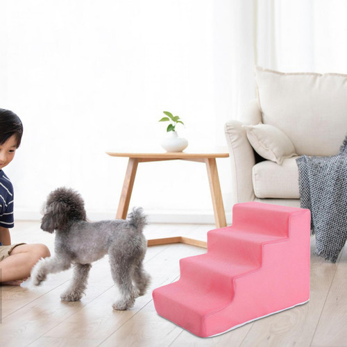 Escalera Para Mascotas, Escalones Para Perros, Rosa 4 Pasos