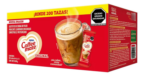 Sustituto De Crema Coffee Mate Nestlé 200 Pzas De 4 G